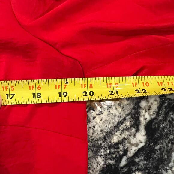 CAbi Aurora Vermillion Bright Red Ruched Sleeved V-Neck Blouse - SIZE M - Picture 7 of 8